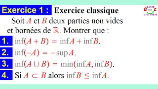 Nombres réel Exercice classique corrigé sur la borne inf et la borne sup [upl. by Elleiad182]