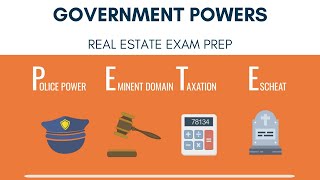 Government Powers Police Power Eminent Domain Taxation amp Escheat  Real Estate Exam Prep [upl. by Kcirdaed821]