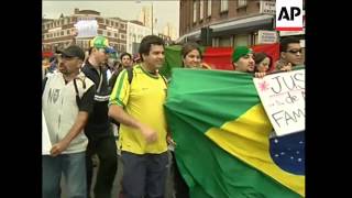 REPLAY Vigil for dead Brazilian turns into protest march [upl. by Ennirroc]