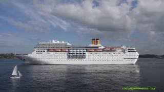 COSTA NEOROMANTICA At Cruise Ship Dock and Departure from La Coruna Spain 09092016 [upl. by Keen]