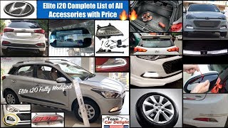 Elite i20 Complete List of All Accessories with Price  i20 Best Modifications  i20 Accessories [upl. by Iverson947]