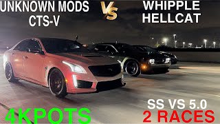 CADILLAC CTSV VS WHIPPLE HELLCAT amp SS VS 50 4KPOTS mexico racing hellcat mustang camaro ctsv [upl. by Atiuqan]