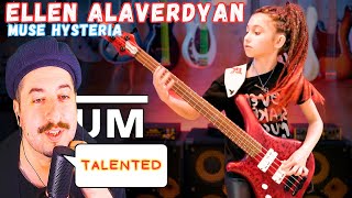 Ellen Alaverdyan 11yo plays Muse  Hysteria Bass Cover Reaction [upl. by Collbaith]