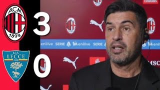 MILANLECCE 30 FONSECA NEL POST PARTITA DOPO IL DERBY IMPORTANTE VINCERE POSSIAMO MIGLIORARE [upl. by Llekcor573]