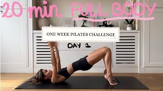 20MIN full body pilates workout  DAY 1 CHALLENGE  no equipment [upl. by Arodal390]