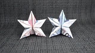 Ausgezeichneter ORIGAMI STERN Geldgeschenk GELD FALTEN  Money STAR  Tutorial by Euro Origami [upl. by Abbye]