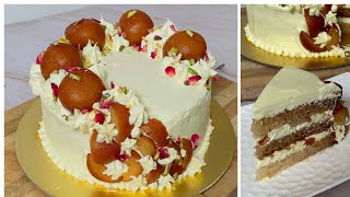 Gulab Jamun Cake In Kadai  No Eggs No Oven No Condensed Milk Gulab Jamun Cake  Gulab Jamun [upl. by Nashoma]