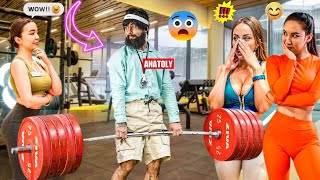 Elite Powerlifter Disguises as Janitor for Ultimate Gym Prank  New Anatoly Gym Prank Video😂😂 [upl. by Aynod]