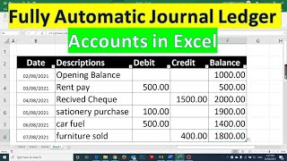 How to create a journal ledger book in excel step by step  Fully automatic journal ledger account [upl. by O'Neil404]