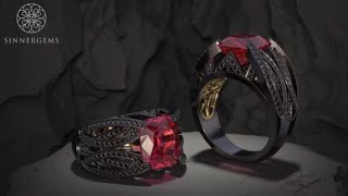 Ring with garnet and black diamonds Color combinations options [upl. by Mady]