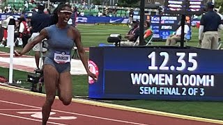 100m Women’s Hurdles Semifinal Heat 2 2024 US Olympic Trials Lolo Jones Alaysha Johnson [upl. by Ynattir]