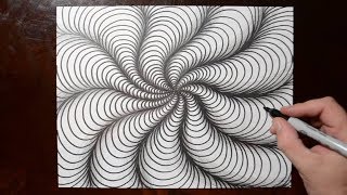 How to Draw Curved Line Illusions  Spiral Sketch Pattern 10 [upl. by Hackett]