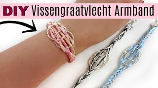 Vissengraatvlecht Armband Maken Van Satijnkoord [upl. by Endora]