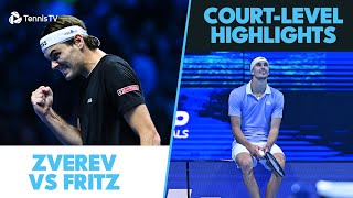 Taylor Fritz vs Alexander Zverev CourtLevel Highlights  Nitto ATP Finals 2024 [upl. by Akkahs]