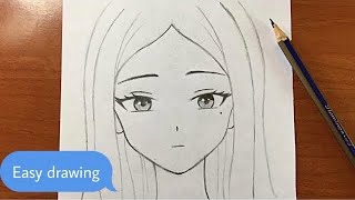 Easy anime drawing  how to draw anime girl easy stepbystep [upl. by Enelec]