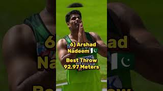 Top 10 Best Javelin Throwers in the world 🌎🌍 youtube youtubeshorts arshadnadeem [upl. by Atterrol]