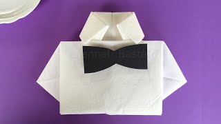 Servietten falten Hemd  Deko zur Hochzeit  Vatertag basteln  Geschenk selber machen  Origami [upl. by Lula]