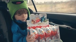 Kinder Joy Surprise Egg  opening in a Car  cool Toy​​​ [upl. by Elledoj]