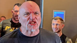 WILD BIG JOHN FURY LEFT BLEEDING after Tyson Fury amp Oleksandr Usyk team ALTERCATION [upl. by Eicnarf]