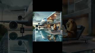 Lion on Pool Chair With News Paper With Relaxing Sound ❤️  shorts shortvideo ai [upl. by Yrbua]