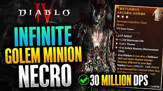 Diablo 4  Best Endgame Golem Minion Necromancer Build  Season 4 Best Necro Build [upl. by Adrial30]