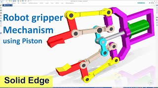 Solid Edge Assembly amp Motion Animation 16  Robot Gripper Mechanism using Piston [upl. by Lauree958]