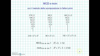 MCD e mcm con la scomposizione in fattori primi [upl. by Nedle21]