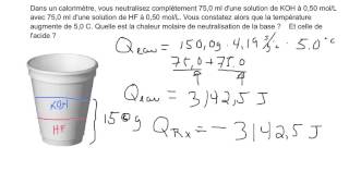 51 Calorimétrie  Chaleur molaire neutralisation [upl. by Dielle392]