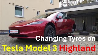 Changing tyres on Tesla Model 3 Highland [upl. by Larina]