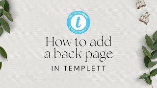 How to add a back page to your Templett template Templett Tutorial [upl. by Haibot378]