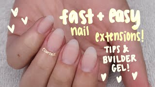 FAST  EASY nail extensions using TIPS amp BUILDER GEL [upl. by Danais]