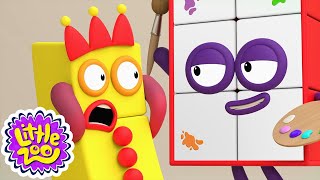 Numberblocks and Arty Maths  Stampolines cartoons for Kids  LittleZooTV [upl. by Beane905]