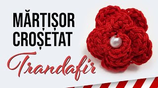 Trandafir mic crosetat floare decorativa martisor crosetat floare tutorial [upl. by Wilson112]