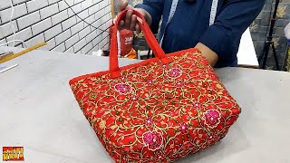 How To Make Bag at Home With Old Clothes  Beautiful Bag Design Cutting and Stitching [upl. by Mixie645]