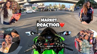 Cute Girl Reaction on Kawasaki Z900  Bunny Helmet Cover  Market Reaction 4 z900 kawasaki cute [upl. by Cohl590]