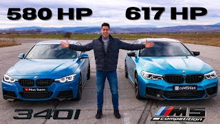 Tuned BMW F30 340i vs M5 Competition DRAG RACE [upl. by Fidole]