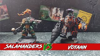 Salamanders Space Marines v Votann 10th edition Warhammer 40k Battle Report [upl. by Annohsak606]