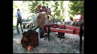 WoodMizer Lt 35 Manual Mill Safety Video Log Rolling Off Mill Near Miss [upl. by Raviv]