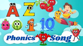 Learn Alphabetsnumbers and fruits ABC Phonics songkidssongs nurseryrhymefruitstoddlerlearning [upl. by Ermina]