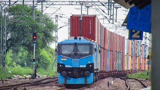 WAG9 VS WAG12 WITH DOUBLE STACK CONTAINER INDIAN RAILWAYS [upl. by Kirwin]