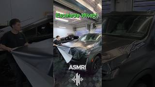 Wrapping this Escalade in satin rock grey metallic 👌🏼💯 asmr asmrsounds wrap carwrap escalade [upl. by Redienhcs]