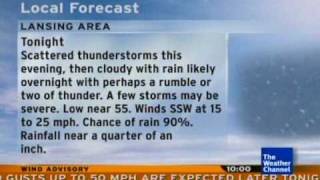 Local Forecasts with Wind Advisory and Severe TStorm Watch 92709 [upl. by Eidna552]