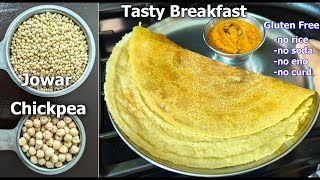 Jowar  Chickpea dosa Glutenfree rich in fiber Hiprotein Recipe  Healthy Breakfast Recipe [upl. by Merfe]