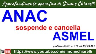 ANAC sospende ASMEL centrale committenza e la cancella da elenco delle SA 2842024 [upl. by Winni251]