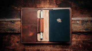 Making a HANDMADE LEATHER PENLOOP JOURNAL  HYPER ASMR [upl. by Asile330]