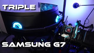 Samsung Odyssey G7 Triple Screen Ceiling Mounted Adjustable Stand [upl. by Mumford]