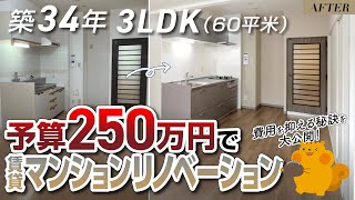 ［予算250万円］築34年3LDK60平米の賃貸マンションをプチリノベーション！費用を抑えてお部屋をリフレッシュする秘訣を大公開《ルームツアー》 [upl. by Lehcear34]