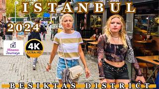 Istanbul Besiktas District 4K Walking Tour  Football Fans Street Cafes amp Bars  September 2024 [upl. by Imekawulo]