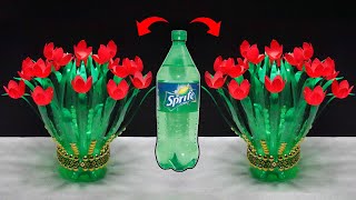 Beautiful Flower from Sprite Bottle  Plastic bottle craft ideas  Ide Kreatif Botol Sprite [upl. by Felicie]