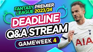 FPL GW4 LIVE DEADLINE STREAM  Rashford OUT for Sterling  Fantasy Premier League 202324 [upl. by Ziul167]